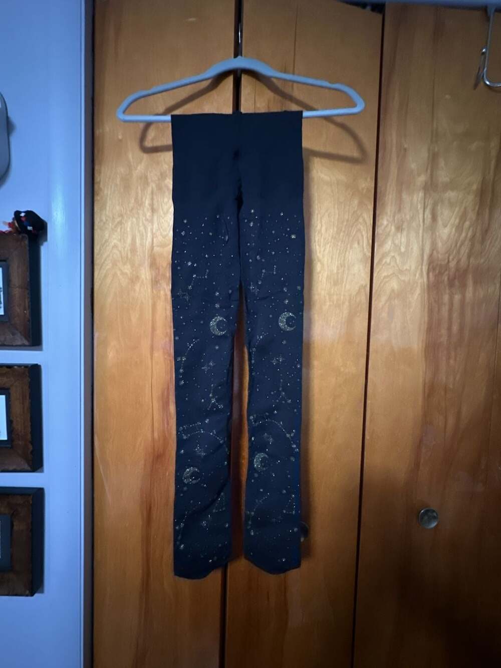 Snag Celestial Leggings Size F Black Gold Moons Stars Constellations